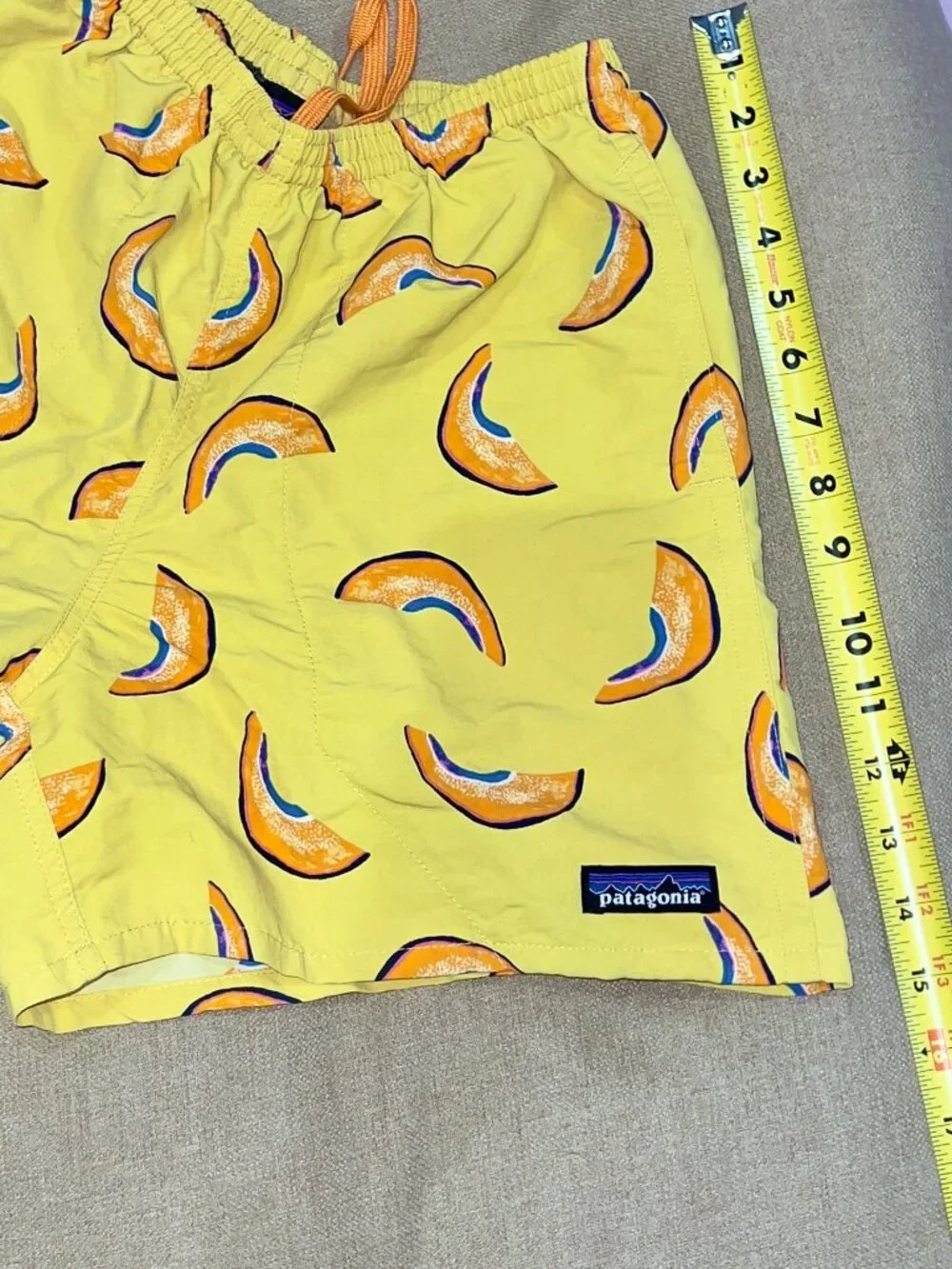 Patagonia Baggies Board Shorts Men's Small Yellow 5-in Hiking Y2K Gorpcore Fruit